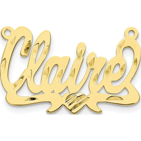 10k Yellow Gold Diamond-cut Heart Name Plate Polished Material Primary Timeless Sparkling Captivating Ideal for collectors and jewelry lovers
