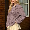 thumbnail image 6 of Falkdiz Girls Long Sleeve Shirts Sweet Winter Pullover 1/4 Zipper Casual Back to School Stylish Graphic Tops for Girls Collar , Brown , Size: 3-4 Years, 6 of 9