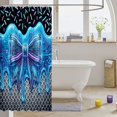 thumbnail image 3 of Manfei Blue Bowtie Print Shower Curtain 72Wx84L,Grid Drip Art Bathroom Shower Curtain, 3 of 5