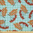 thumbnail image 2 of Ambesonne Rowan Fabric by the Yard Microfiber, Dried Leaf Bunch of Berry, 1 Yard, Pale Blue Red Orange, 2 of 2