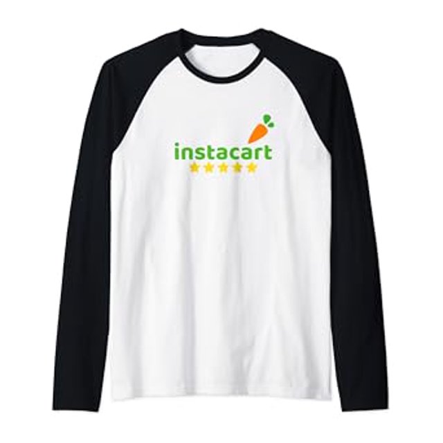 Instacart T-Shirt de Baseball Raglan Décontracté Personnel - Noir - G