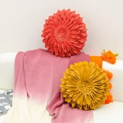 JWH 3D Handmade Aesthetic Decorative Round Sunflower Accent Throw Pillows with Insert Unique Pillow Bohemian Cushions for Bed Sofa 12 inch Yellow