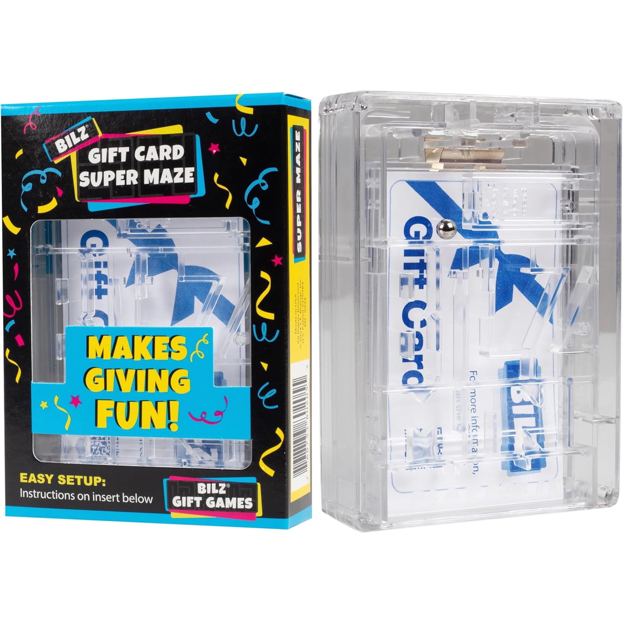 BILZ Super Maze - Gift Card Puzzle Game for Ages 8+ - Easy Fun Setup - Fits Gift Cards, Cash (Folded), and Notes
