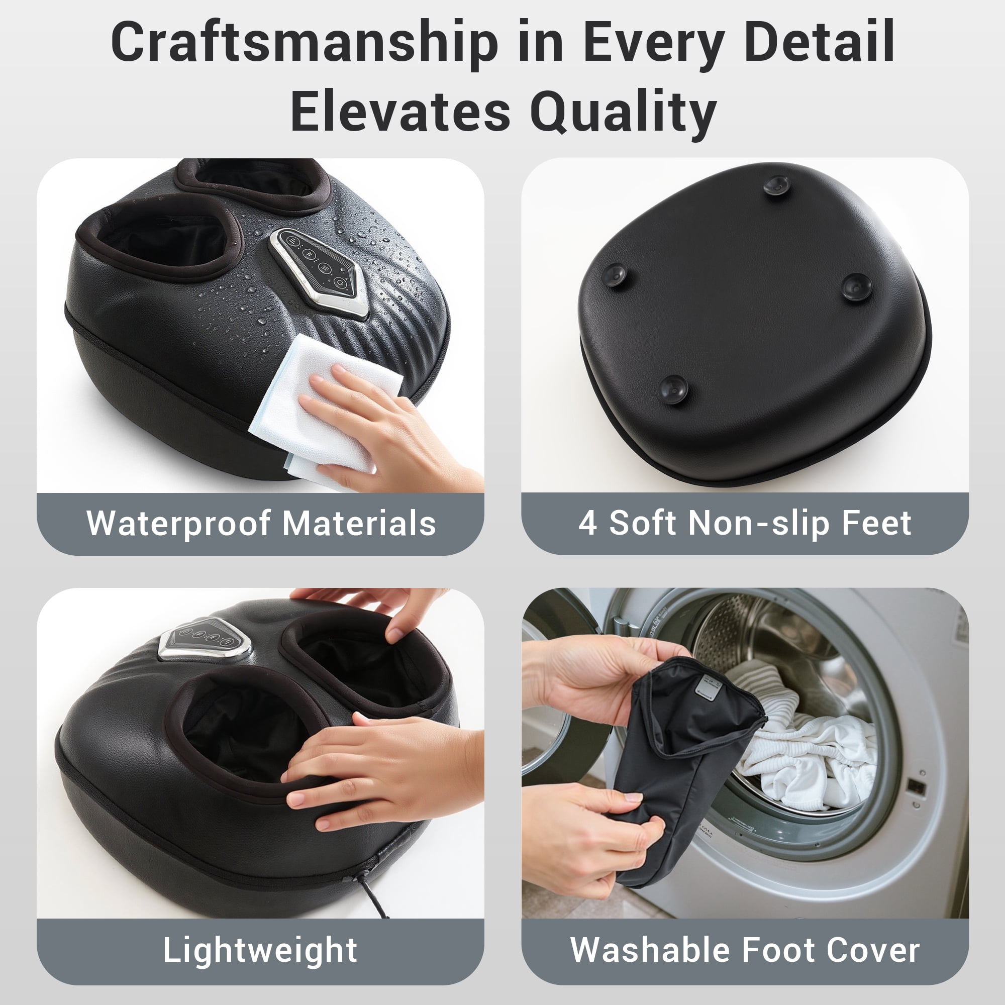 Foot Massager Gifts for Father's Day with Heat and Compression, Shiatsu Feet Massager, Fits Up to Men Size 13.5, Black