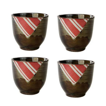 

Panda Superstore PS-HOM367144011-SUE02252 Japanese Style Stripe Ceramic Teacups Small Straight Wine Glass - 150 ml - 4 Piece