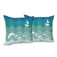 thumbnail image 6 of Ambesonne Colorful Throw Pillow Cover 2 Pack, Nautical Paper Boat, 16", Blue Sea Green White, 6 of 6