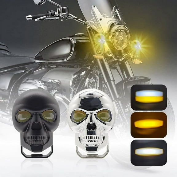 sdhkgrrt 1Pcs Skull Shape Led Pod, Skull LED Pod Light Bar, Motorcycle Auxiliary Driving Light, High Intensity Offroad Spotlight, Durable Fog Light For Adventures Riders