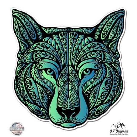 Ethnic Wolf - 3" Vinyl Sticker - For Car Laptop I-Pad Phone Helmet Hard Hat - Waterproof Decal