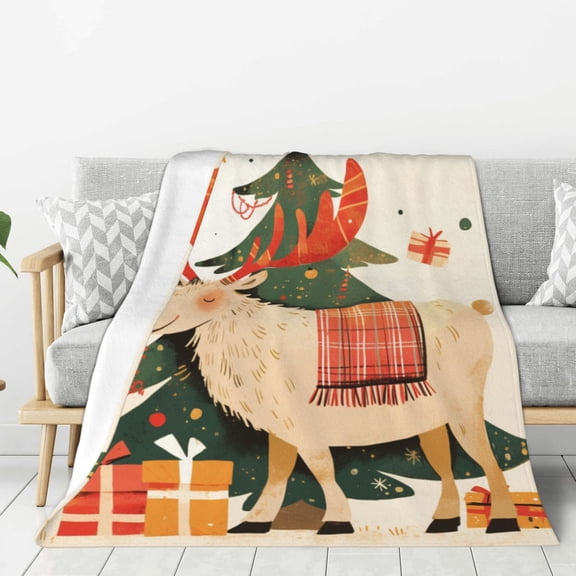 Merry Christmas Deer Holiday Decor (24) Throw Blanket for Winter Cabin Ultra-Soft Micro Fleece Blanket, Premium Microfiber, Silky Soft, Plush, Warm and Lightweight for Couch, Sofa, Bed - 40"X30"