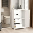 thumbnail image 3 of Llinc Store White Freestanding Floor Bathroom Storage Cabinet with 2 Tier Adjustable Shelves, 4 Drawers and 1 Door, 3 of 5