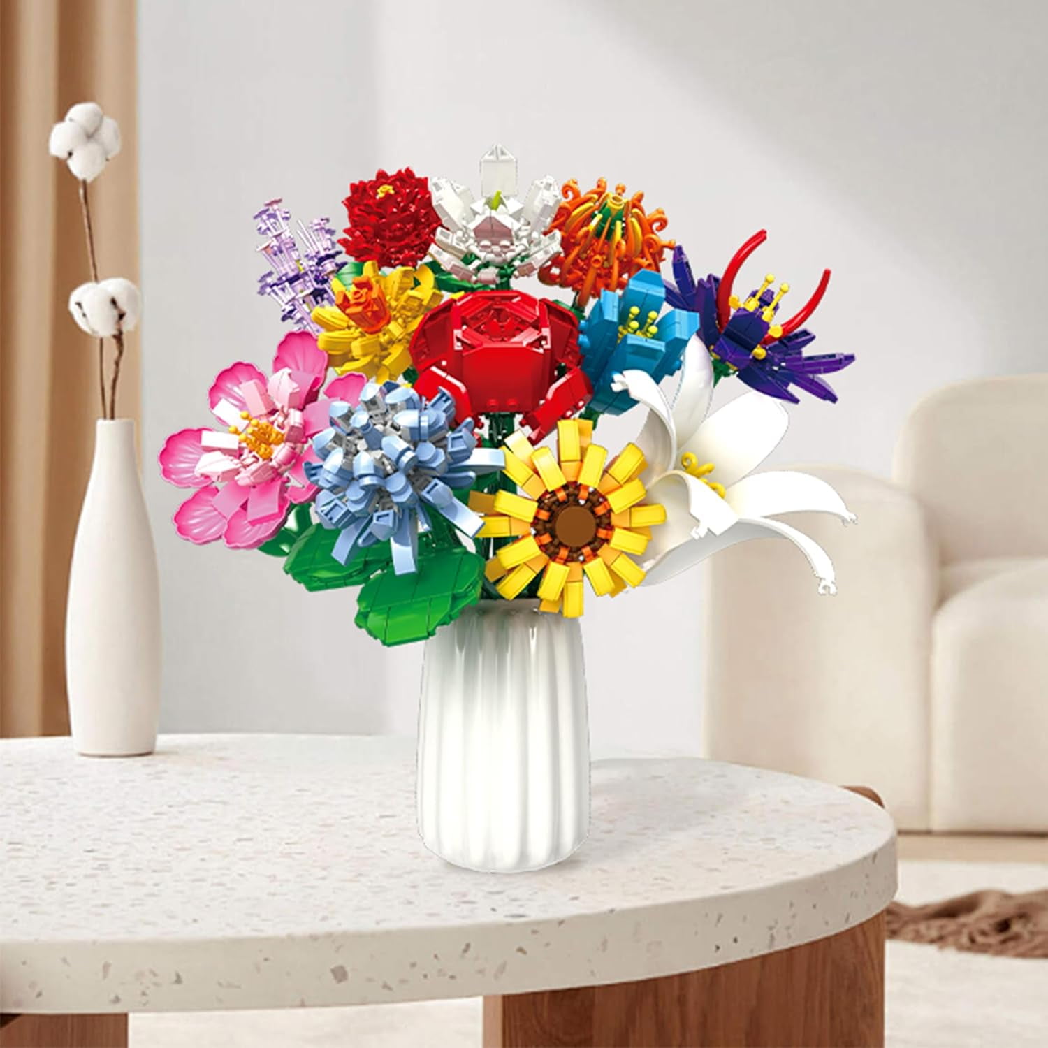Flowers Bouquet Building Set - 12 Kinds Of Flowers Botanical Collection Decorative Home Mother S Day Birthdays Gifts Ideal 6 Women Girls Adults Vase 103 - View #8