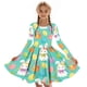 thumbnail image 5 of Vestido de manga larga con cuello redondo para niñas, vestido elástico de manga larga, corte A, estilo patinador con volantes, vestido de recital escolar, vestido de manga larga con cuello redondo par, 5 of 6