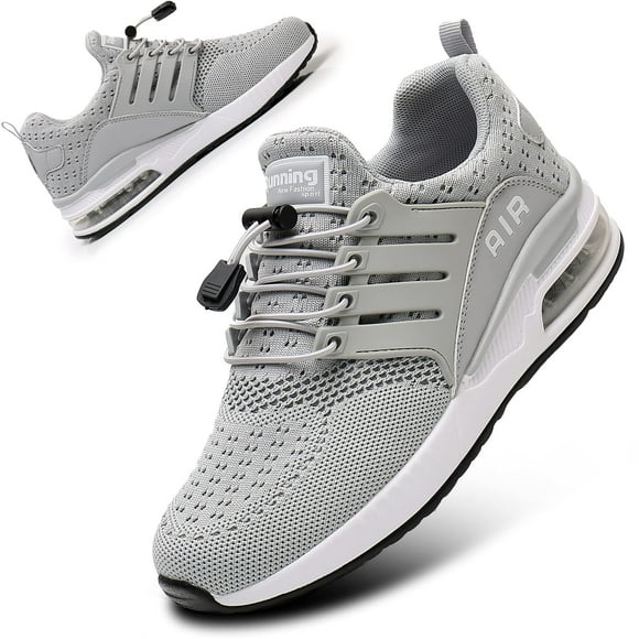 BOGOVER Chaussures de Course pour Femmes Mode Antidérapantes Coussin d'Air Espadrilles Décontractées Chaussures de Course pour Intérieur Extérieur Gym Jogging (Gris Numérique_6)