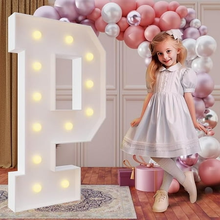4FT Marquee Light Up Letters for Birthday Party Decorations Large Marquee Letters for Wedding Event Bridal Shower Engagement Anniversarty Party Decor Letter P