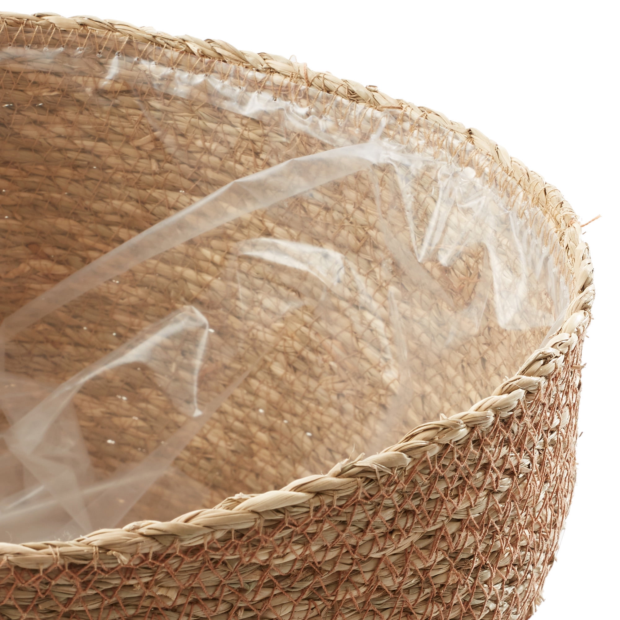 Casafield Set of 3 Seagrass Planter Baskets - Natural, Hand Woven Indoor Flower Pot Covers with Liners for Plants, Succulents, Home Decor