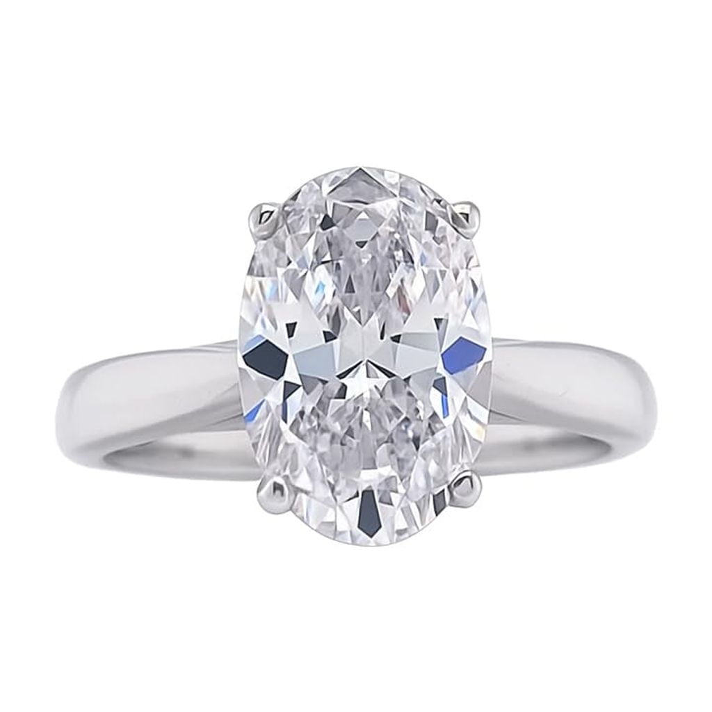 Nana Jewels 3.00 Carat Oval Cut Simulated Diamond Engagement Ring Cubic Zirconia-925 Sterling Silver–Solitaire Oval Ring -Size 4