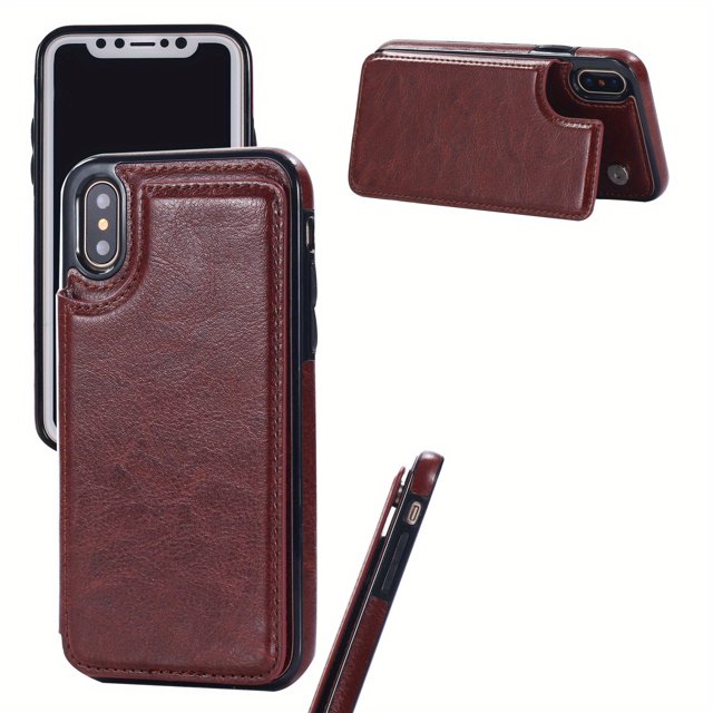 Premium Leather Flip Wallet Case with Card Slots & Magnetic Closure for Apple iPhone 6/7/8/X/XS/Plus