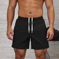 thumbnail image 5 of Lenago Men's Shorts Athletic Mens Shorts Casual Men's Solid Color Pants Bandage Elastic Waist Pocket Casual Fashionable Shorts Black XXXL, 5 of 5