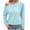 Sky Blue, variant on Cheap Sweatshirts Womens Quarter Zip Pullover Color Skew Collar Blouses Long Sleeve Long Sleeve Skew Collar Blouses