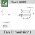 thumbnail image 4 of Hunter 44 inch Indoor Ceiling Fan with LED Light and Remote Control - Modern Ceiling Fan, Low Profile Mount, 4 Blades, For Bedroom, Living Room, or Kitchen, Quiet - Dempsey 51757, Matte Silver, 4 of 17