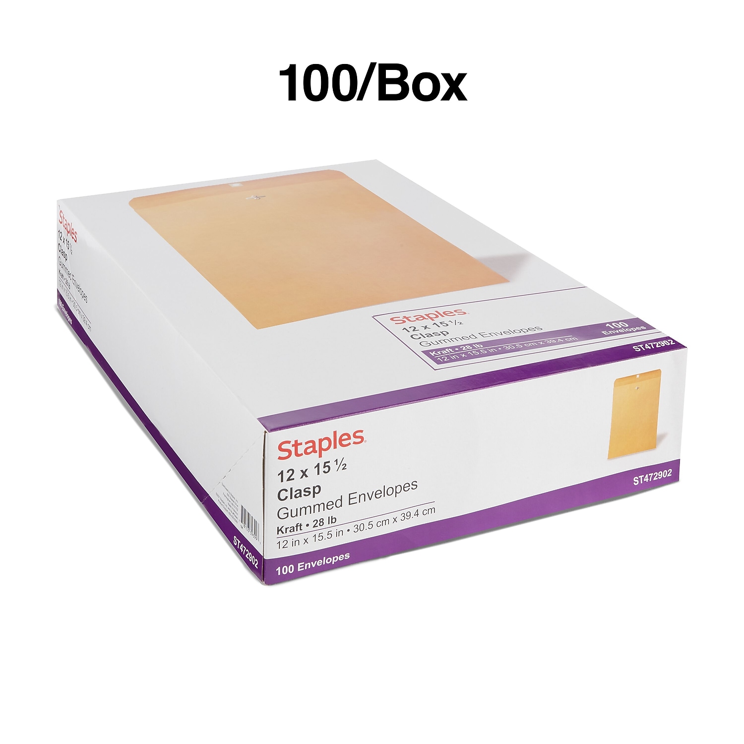 MyOfficeInnovations Clasp Envelopes 12" x 15-1/2" Brown Kraft 100/Box (472902/19273)