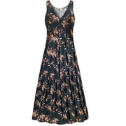 Small Petite Womens Dress Autumn Nostalgia Floral Dressed Up Sleeveless Low V-Neck Princess Cut