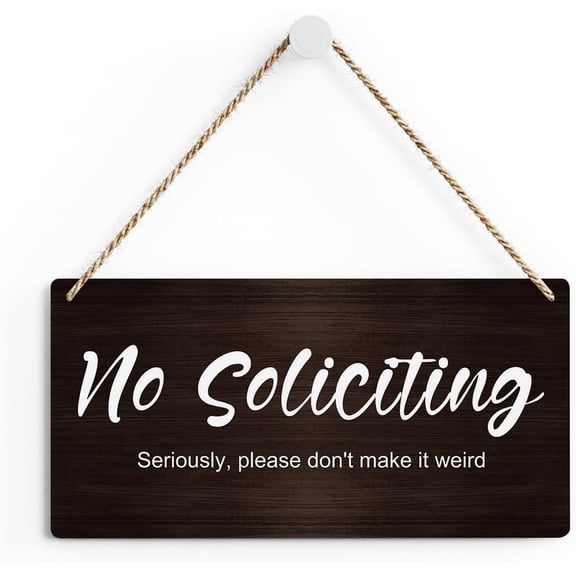 Rustic No Soliciting Wood Decor Sign, Farmhouse Style Printed Wood Sign Wall Art, Hanging Door Sign, Decorative Wood Sign Home Decor 10x5 Inch