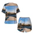 thumbnail image 6 of Wukai Lighthouse Print Women's Pajama Set - Short-Sleeve Top and Shorts with Elastic Waistband and Pockets for Loungewear, Yoga, and Casual Wear-3X-Large, 6 of 8