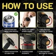 Butane Torch Refillable Kitchen Torch Lighter Adjustable Flame with Wood Chips