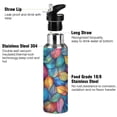 thumbnail image 3 of Yayeee 33oz Insulated Water Bottle Double Wall Stainless Steel with Flip Straw Lid, Vibrant Art Leaves Pattern, 3 of 7