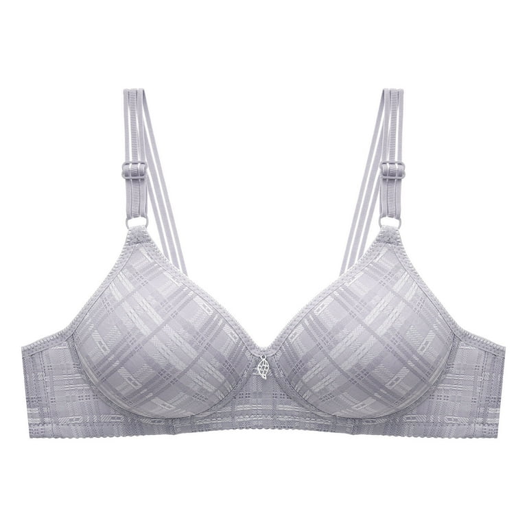 Front Button-up Gathered Bra Women Cotton Wireless Bralette Breathable  Solid Push Up Bra 