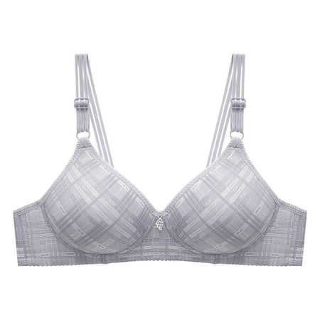 

Womens Everyday Bras Clearance Plus Size Bib Pants Coverall Gathering Steel Ring Free Breathable Underwear Sticky Bra for Large Breasts Gray 40
