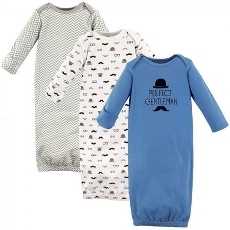 UPC: 0660168517286 | Hudson Baby Infant Boy Cotton Long-Sleeve Gowns 3pk  Perfect Gentlemen  0-6 Months