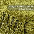 Fluffy Chenille Knitted Throw Blanket Olive Green