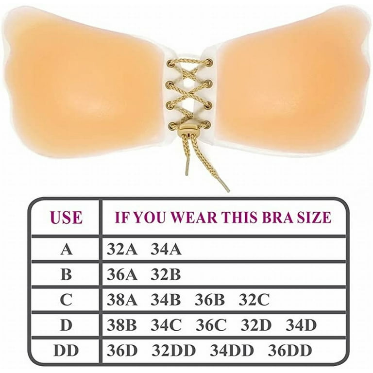 Braza Cleavage Gal - Silicone Adhesive Reusable Lace Up Bra, C 