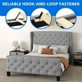 thumbnail image 4 of Dextrus Upholstered Bed Frame Queen Size, Platform Bed Base with Velvet Headboard & Footboard, Wingback Upholstered Bed Frame Mattress Foundation, No Box Spring Needed, Grey, 4 of 6
