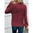 thumbnail image 3 of Eytino Women's Sweater Lace Raglan Sleeve Button Blouses Fall Tops for Women 2025 Casual Crew Neck Long Sleeve Shirt Lightweight Knit Pullover Sweater Red 2XL, 3 of 6