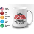 thumbnail image 3 of Progammer Mug White 15oz - Turns Coffee Into Software - Programmer Programming Coding Software Developer, 3 of 7