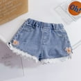 thumbnail image 5 of Little Girls Embroidered Elastic Waist Denim Shorts Girls Lace Lace Denim Shorts Foreign Style Baby Children'S Pants, 5 of 8