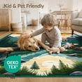 thumbnail image 4 of ODIKA 4'x6' Washable Area Rug Vintage Landscape Border Woodland Scenery Prints Cabin Wildlife for Dorm Room, Small Living Stain Resistant Low Profile, Easy Care, 4 of 7