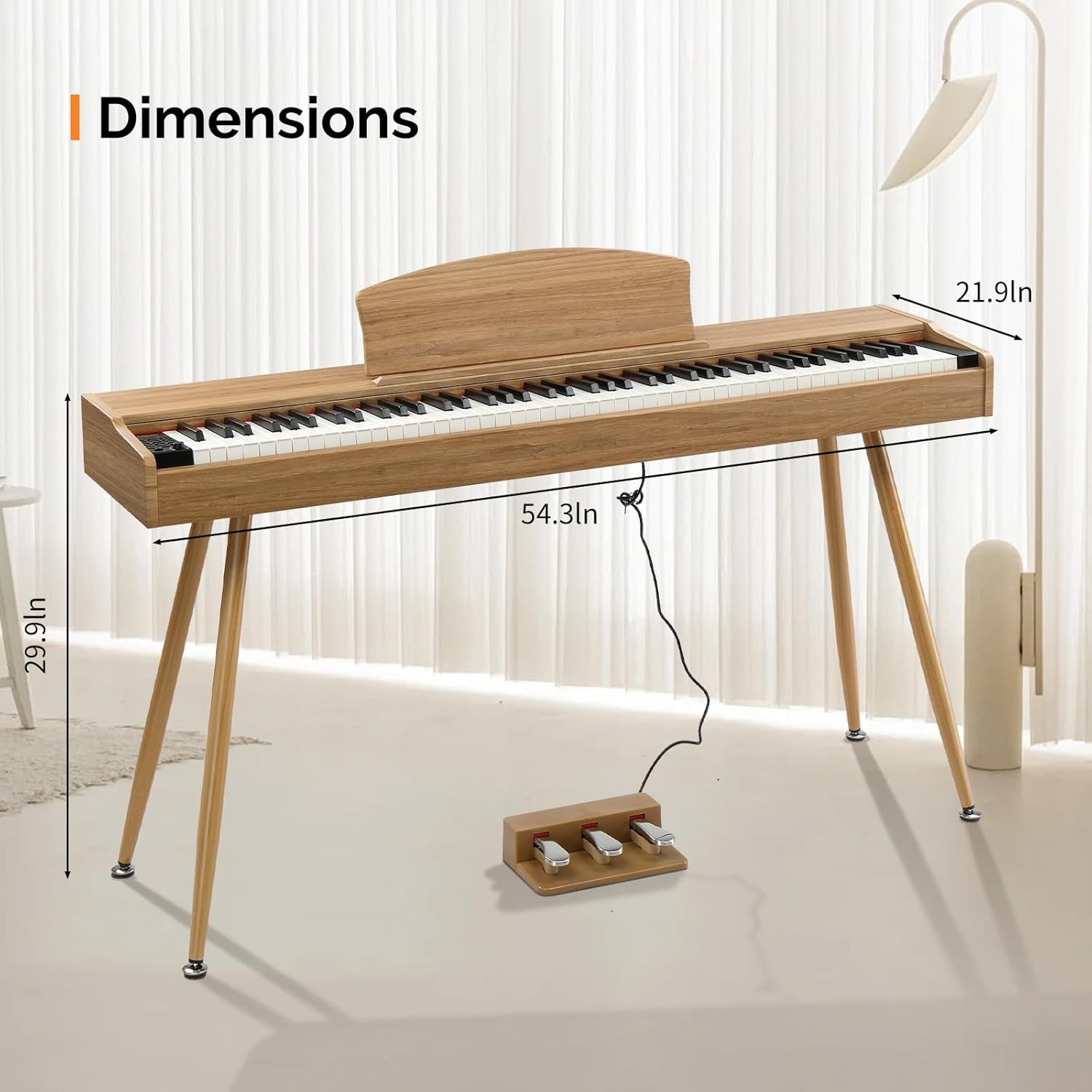GLARRY Digital Piano Keyboard, 88 keys Full Weighted Electric Piano, Heavy Hammer Action Keyboard with 3 Pedals for Beginner, Bluetooth, Power Supply, 2 Speakers (Grey)
