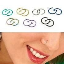 Tshsdpx 2Pcs Stainless Steel Nose Ring Open Hoop Earrings Unisex Body Piercing Jewelry