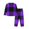 thumbnail image 2 of Junzan Purple Buffalo Plaid Print Womens Pajama Sets,Long Sleeve Button Down For Women Pjs 2 Piece, 2 of 9