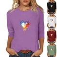 thumbnail image 1 of QTOCIO 3/4 Hauts à Manches pour Femmes, Hauts d'Été à Manches 3/4 pour Femmes, Vêtements de Mode Printemps/été pour la Saint-Valentin, T-shirt à Manches 3/4 Col Rond, 1 of 5