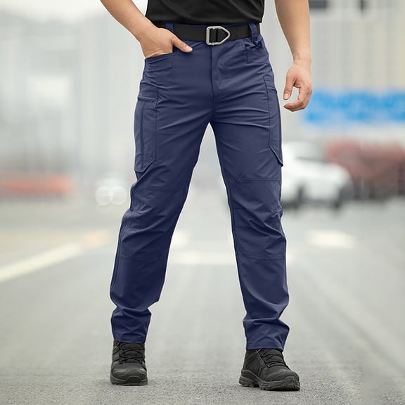 Blmnix Waterproof Pants Pants for Men Travel Pants Cargo Baggy Low Rise Jeans Slim Straight Blue Long Casual Pants for Men,M