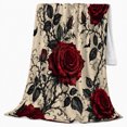 thumbnail image 2 of Printed Flannel Throw Blanket with Rose, 2 of 9