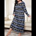 thumbnail image 4 of Camisón de Larga para Mujer, Estampado, Camiseta, Vestido de Dormir Alce - Azul XXL, 4 of 6