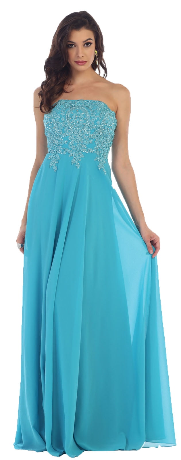 Formal Dress Shops STRAPLESS PROM EVENING GOWN CORSET BACK & PLUS