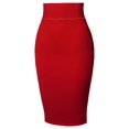 thumbnail image 1 of FashionOutfit Women's High Waist Basic Pencil Stretch Span Midi Length Slit Back Skirt, 1 of 1