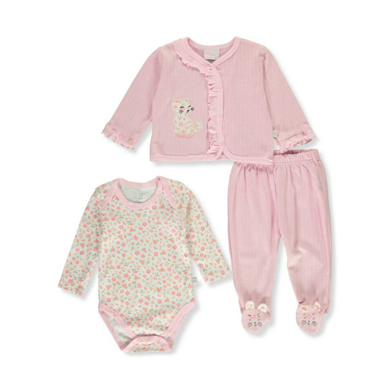 Princess Rose Baby Girls' 3-Piece Kitty Layette Set - pink/multi, 6 - 9  months (Newborn)